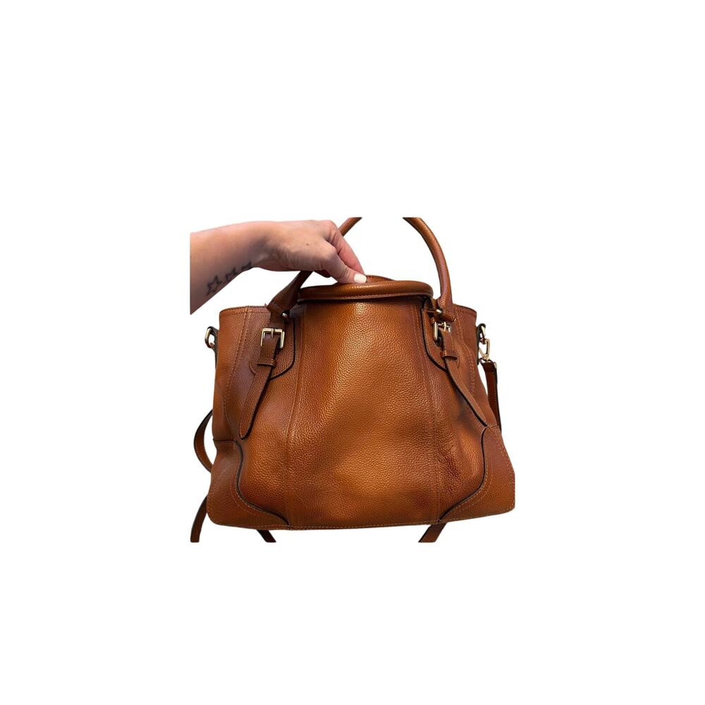 Vintage Y2K Kattee Leather Tote Bag Saddle Brown Shoulder Distressed Boho Luxury - Picture 10 of 16